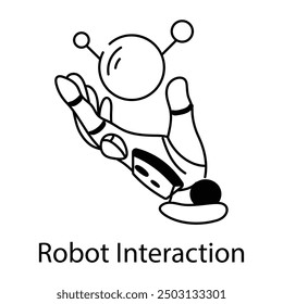 A hand drawn icon of robot interaction 