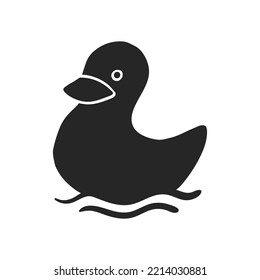 Hand drawn icon rubber duck bath toy. Vector illustration.