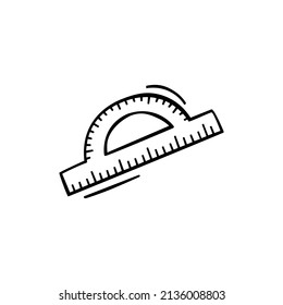 Icono dibujado a mano de la regla en estilo doodle aislado en fondo blanco.