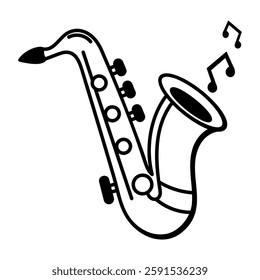 A hand drawn icon of saxophone 
