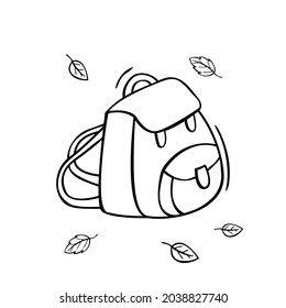 Icono dibujado a mano de la bolsa de la escuela en estilo doodle aislado en fondo blanco.