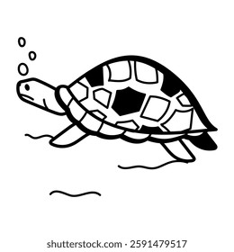 A hand drawn icon of sea turtle 

