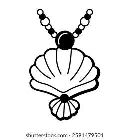 A hand drawn icon of seashell necklace 
