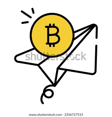 Hand drawn icon of send bitcoin 