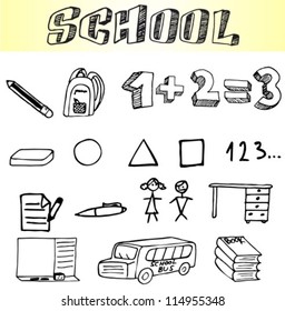 Hand drawn icon set , Education and School