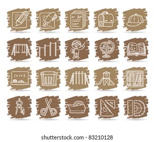 Hand drawn icon set , Education and School