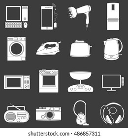 hand drawn icon set of home electronic household appliances