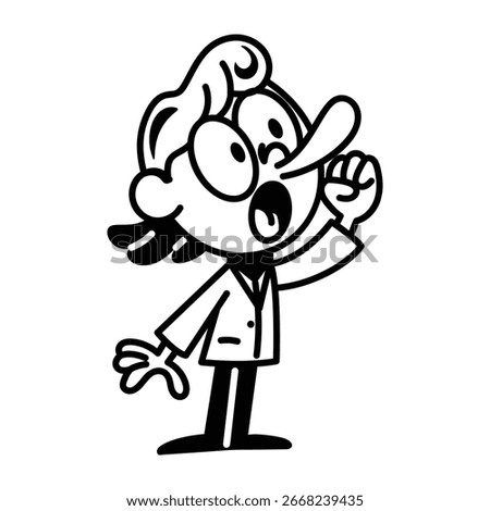 A hand drawn icon of a shouting character 

