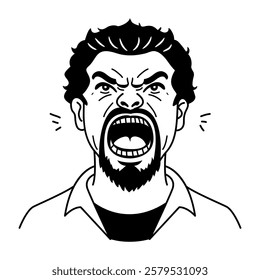 A hand drawn icon of a shouting man 