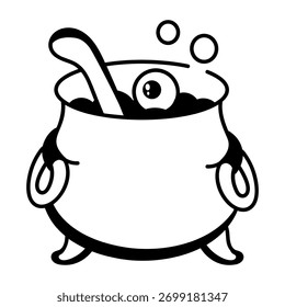 Hand drawn icon showing a cauldron boiling 