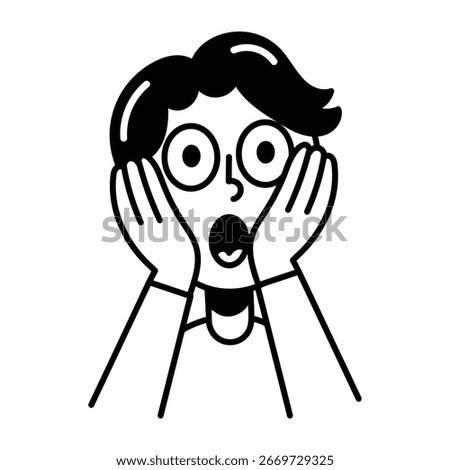 A hand drawn icon showing a mind blown character 
