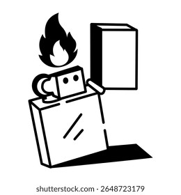 A hand drawn icon showing a small lighter

