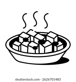 Hand drawn icon showing stuffing dish served hot
