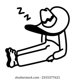 A hand drawn icon of siesta sleeping 
