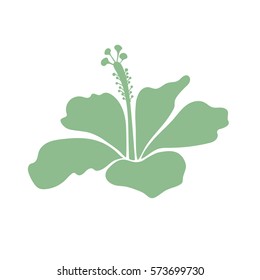 Hand drawn icon. Single hibiscus flower in neutral on white colors. Neutral on white hibiscus flower isolated. Watercolor painting effect. Vector illustration.