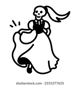 A hand drawn icon of skeleton dancer
