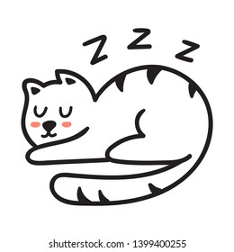 Hand Drawn Icon Sleeping Cat Vector Stock Vector (Royalty Free ...