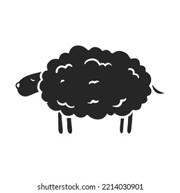 Icono dibujado mano durmiendo ovejas. Ilustración vectorial.