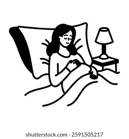 A hand drawn icon of a sleeping woman
