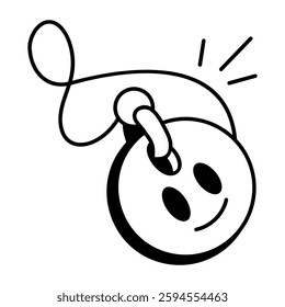 A hand drawn icon of a smile charm 

