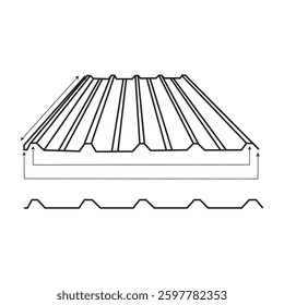 Hand Drawn Icon of Spandex Metal Roof Wave 5. Vector Illustration Design.