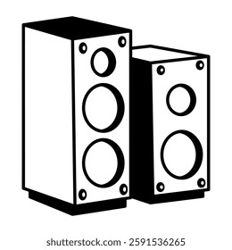 A hand drawn icon of speakers 
