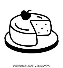 Hand drawn icon of sponge cake 
