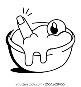 A hand drawn icon of spooky dish 

