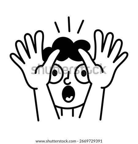 A hand drawn icon of a startled character
