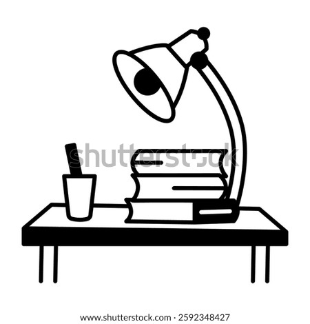 A hand drawn icon of study desk 
