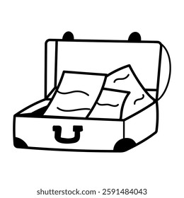 A hand drawn icon of suitcase 
