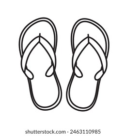 Icono dibujado a mano de las zapatillas de playa de verano. Concepto de diseño de una playa de vacaciones de verano por el mar.  Se puede utilizar en Diseño web, impresión, textil, embalaje. Ilustración vectorial.