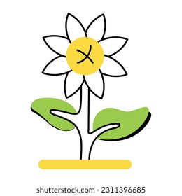 Hand drawn icon of sunflower plant
