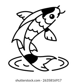 A hand drawn icon of swimming koi fish
