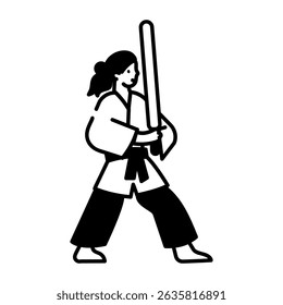 A hand drawn icon of sword training moment
