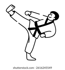 Hand drawn icon of taekwondo kick
