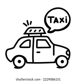 Icono dibujado a mano del taxi en formato vectorial 