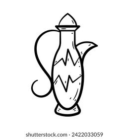 Handgezeichnetes Symbol von Teapot Islamic.
Umrisse Sammlungen islamischer Symbolbilder von Doodle