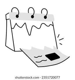 A hand drawn icon of tear off calendar 