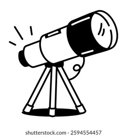 A hand drawn icon of a telescope 
