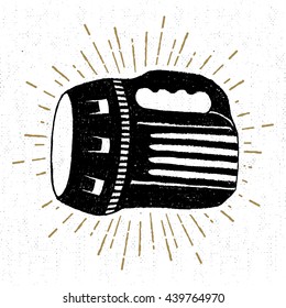 Hand drawn icon with a textured flashlight vector illustration.