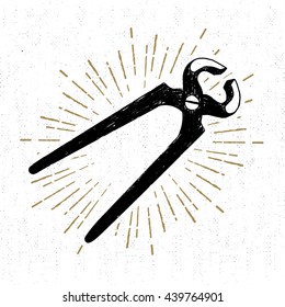 Hand drawn icon with a textured pincers vector illustration.