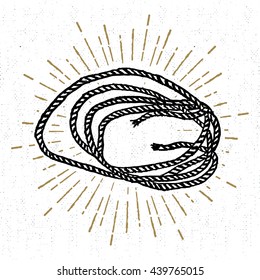Hand drawn icon with a textured rope hank vector illustration.