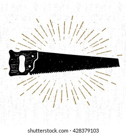 Hand drawn icon with a textured saw vector illustration.