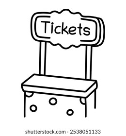 A hand drawn icon of ticket booth 

