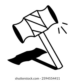 A hand drawn icon of tooth hammer 
