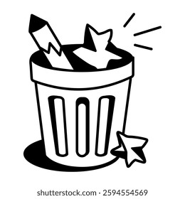 A hand drawn icon of a trash can

