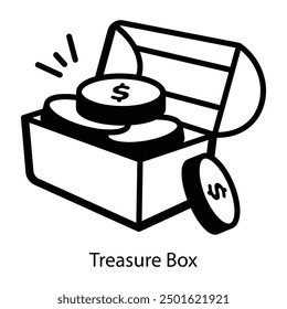 A hand drawn icon of treasure box 