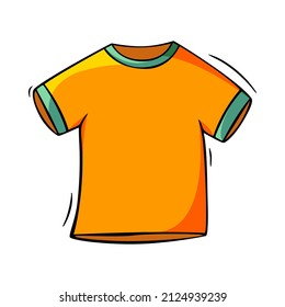 Hand drawn icon of t-shirt in doodle style isolated on white background.