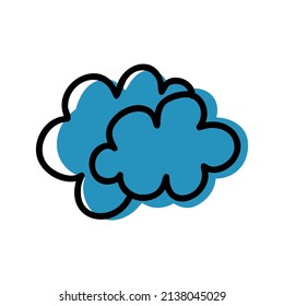 Hand drawn icon with two clouds for weather forecast